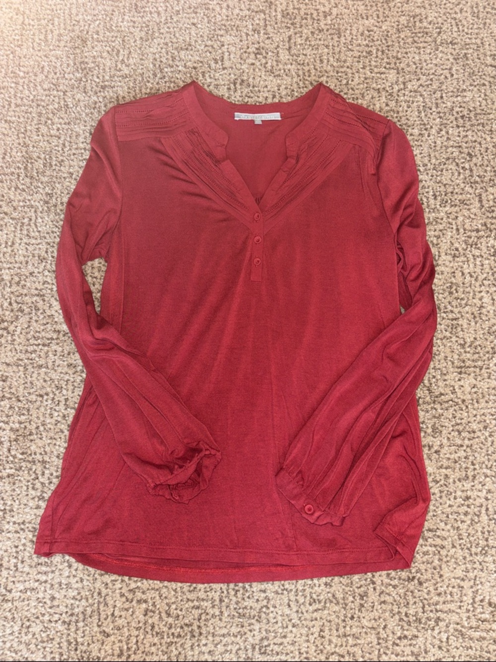 Danielrainn Rust Long Sleeve Henley Top Small